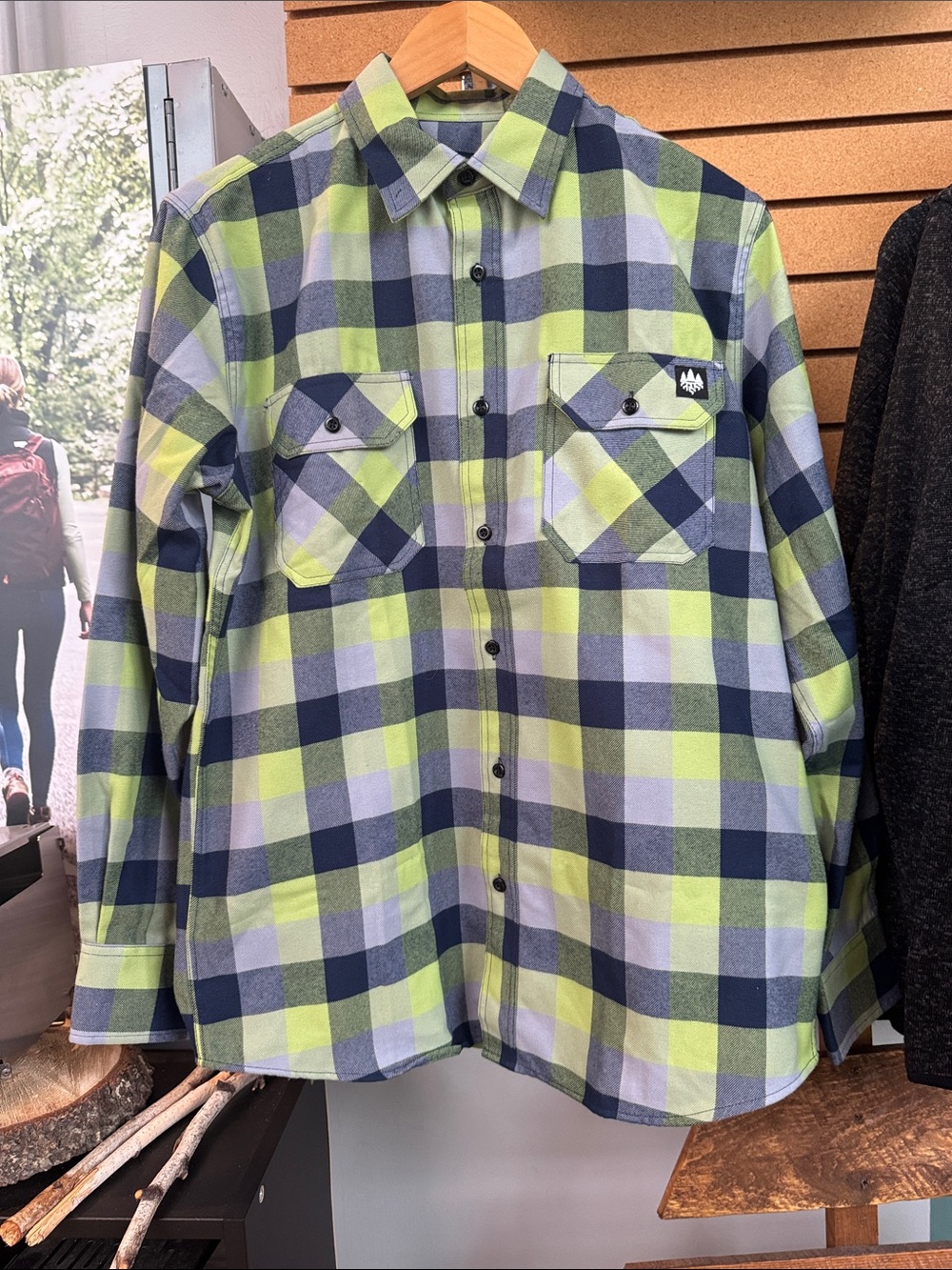 Men's Plaid Button-Down Shirt - Lime/Blue